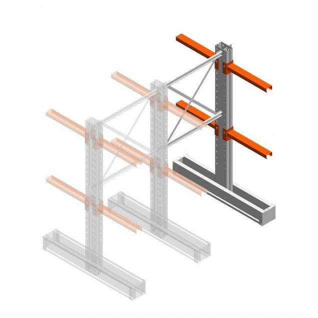 Medium Kragarmregal IT doppelseitig 1990x1000x600 mm (hxbxt) 2 Ebenen Anbauregal