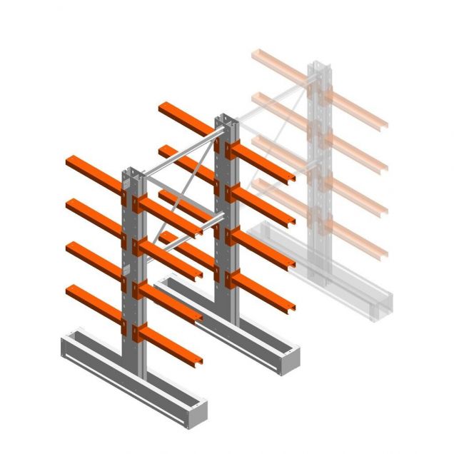 Medium Kragarmregal IT doppelseitig 1990x1000x600 mm (hxbxt) 4 Ebenen Anfangsregal