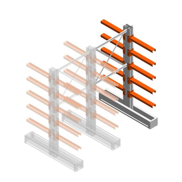 Medium Kragarmregal IT doppelseitig 1990x1000x600 mm (hxbxt) 5 Ebenen Anbauregal
