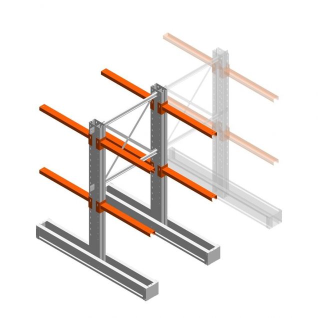 Medium Kragarmregal IT beidseitig 1990x1000x800 mm (hxbxt) 2 Ebenen Anfangsregal