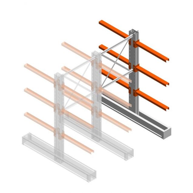 Medium Kragarmregal IT doppelseitig 1990x1000x800 mm (hxbxt) 3 Ebenen Anbauregal