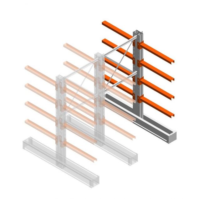 Medium Kragarmregal IT doppelseitig 1990x1000x800 mm (hxbxt) 4 Ebenen Anbauregal