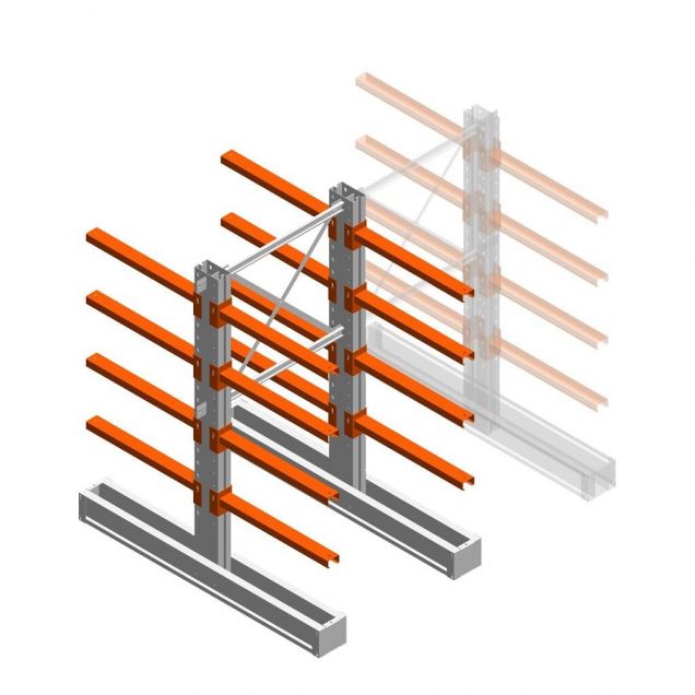 Medium Kragarmregal IT beidseitig 1990x1000x800 mm (hxbxt) 4 Ebenen Anfangsregal