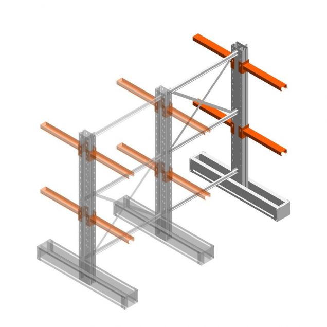 Medium Kragarmregal IT doppelseitig 1990x1200x600 mm (hxbxt) 2 Ebenen Anbauregal