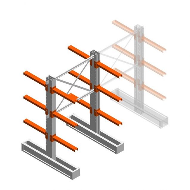 Medium Kragarmregal IT beidseitig 1990x1200x600 mm (hxbxt) 3 Ebenen Anfangsregal