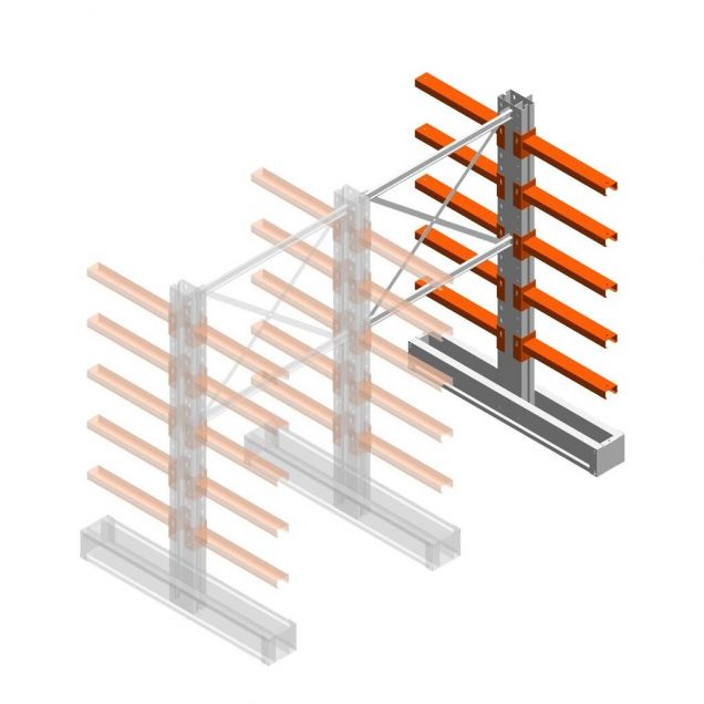Medium Kragarmregal IT doppelseitig 1990x1200x600 mm (hxbxt) 5 Ebenen Anbauregal