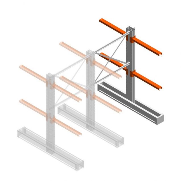 Medium Kragarmregal IT beidseitig 1990x1200x800 mm (hxbxt) 2 Ebenen Anbauregal
