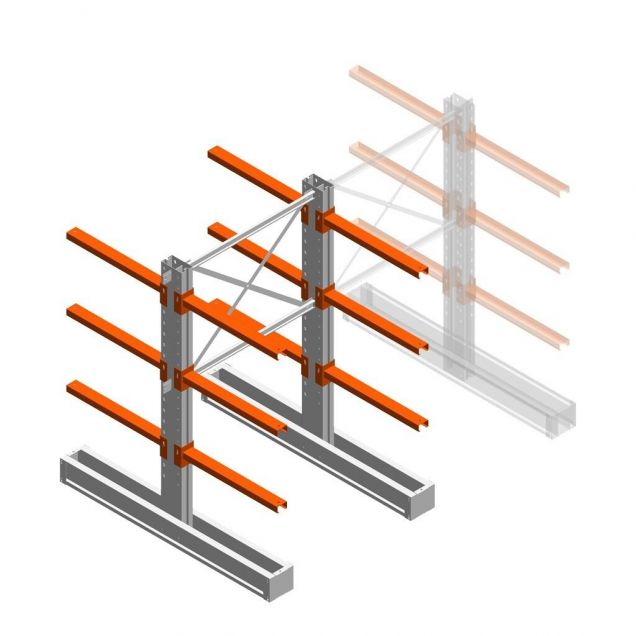 Medium Kragarmregal IT doppelseitig 1990x1200x800 mm (hxbxt) 2 Ebenen Anfangsregal