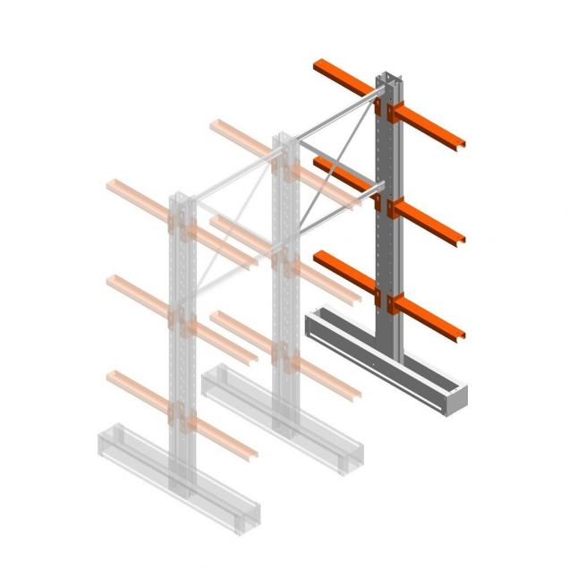Medium Kragarmregal IT beidseitig 2455x1000x600 mm (hxbxt) 3 Ebenen Anbauregal