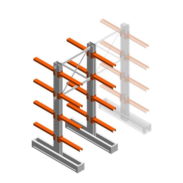 Medium Kragarmregal IT doppelseitig 2455x1000x600 mm (hxbxt) 4 Ebenen Anfangsregal