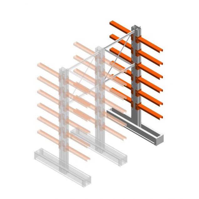 Medium Kragarmregal IT doppelseitig 2455x1000x600 mm (hxbxt) 6 Ebenen Anbauregal
