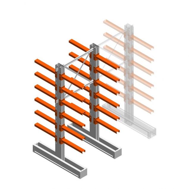 Medium Kragarmregal IT doppelseitig 2455x1000x600 mm (hxbxt) 6 Ebenen Anfangsregal