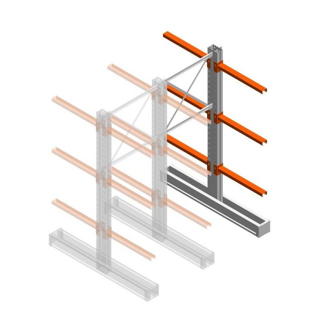 Medium Kragarmregal IT doppelseitig 2455x1000x800 mm (hxbxt) 3 Ebenen Anbauregal
