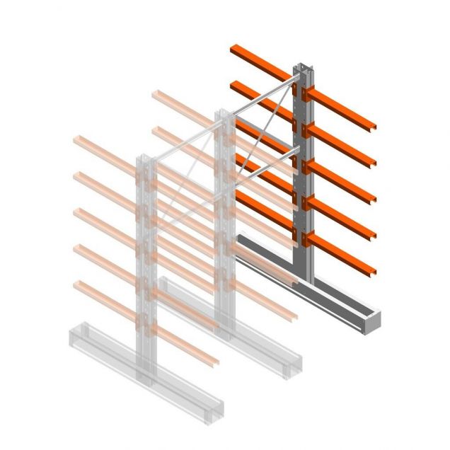 Medium Kragarmregal IT beidseitig 2455x1000x800 mm (hxbxt) 5 Ebenen Anbauregal