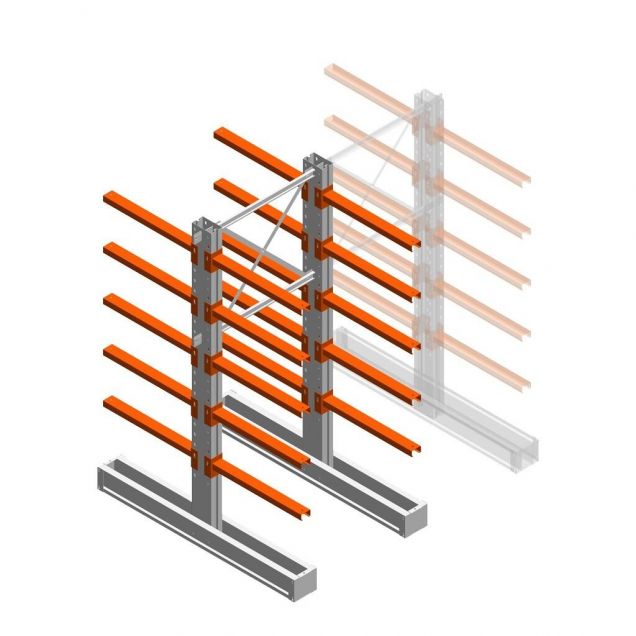 Medium Kragarmregal IT doppelseitig 2455x1000x800 mm (hxbxt) 5 Ebenen Anfangsregal