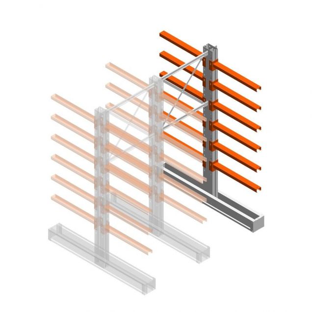 Medium Kragarmregal IT doppelseitig 2455x1000x800 mm (hxbxt) 6 Ebenen Anbauregal