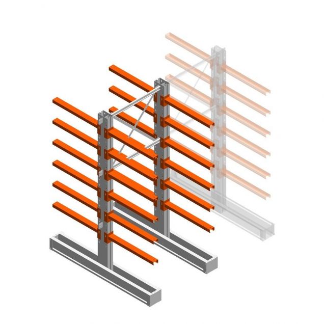 Medium Kragarmregal IT doppelseitig 2455x1000x800 mm (hxbxt) 6 Ebenen Anfangsregal