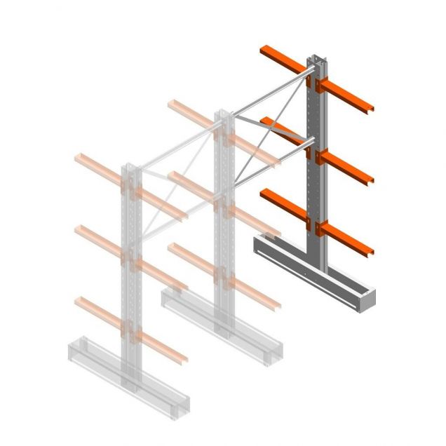 Medium Kragarmregal IT doppelseitig 2455x1200x600 mm (hxbxt) 3 Ebenen Anbauregal