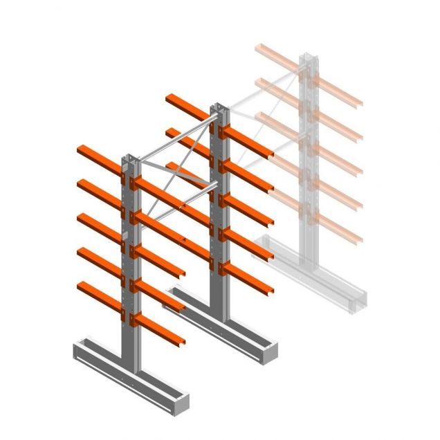 Medium Kragarmregal IT beidseitig 2455x1200x600 mm (hxbxt) 5 Ebenen Anfangsregal