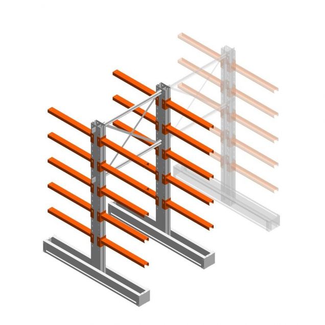 Medium Kragarmregal IT doppelseitig 2455x1200x800 mm (hxbxt) 5 Ebenen Anfangsregal