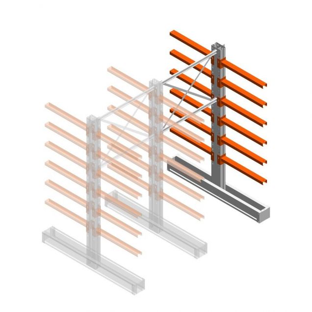 Medium Kragarmregal IT doppelseitig 2455x1200x800 mm (hxbxt) 6 Ebenen Anbauregal