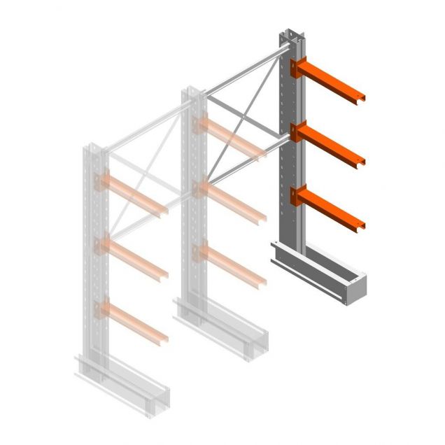 Medium Kragarmregal IT einseitig 1990x1000x600 mm (hxbxt) 3 Ebenen Anbauregal