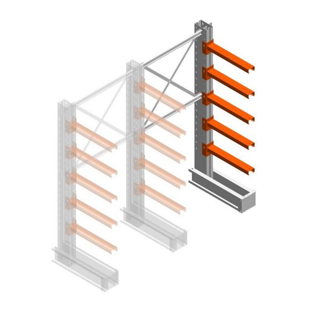 Medium Kragarmregal IT einseitig 1990x1000x600 mm (hxbxt) 5 Ebenen Anbauregal