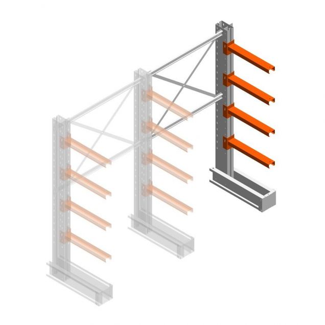 Medium Kragarmregal IT einseitig 1990x1200x600 mm (hxbxt) 4 Ebenen Anbauregal