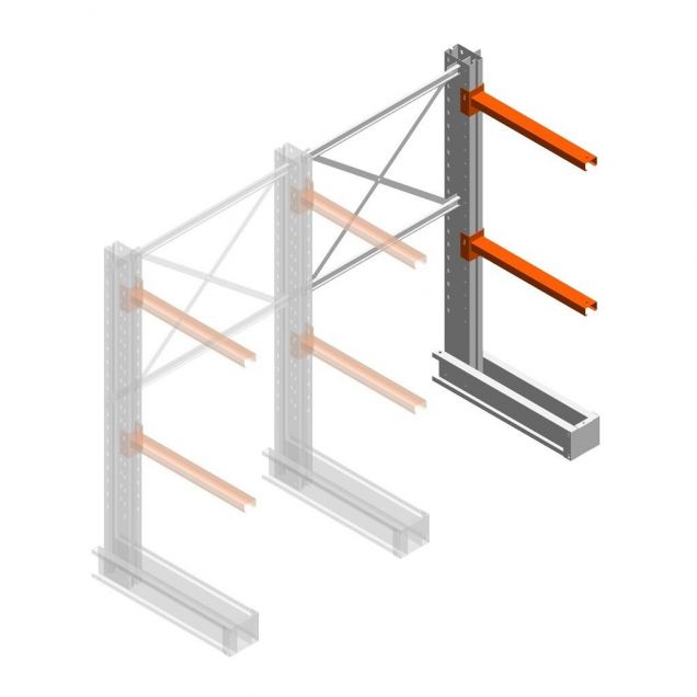 Medium Kragarmregal IT einseitig 1990x1200x800 mm (hxbxt) 2 Ebenen Anbauregal
