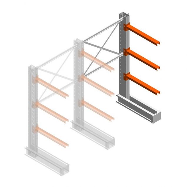 Medium Kragarmregal IT einseitig 1990x1200x800 mm (hxbxt) 3 Ebenen Anbauregal