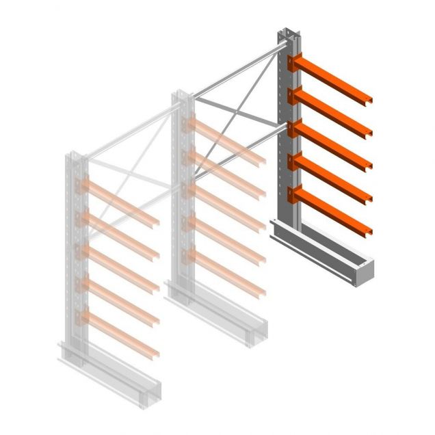 Medium Kragarmregal IT einseitig 1990x1200x800 mm (hxbxt) 5 Ebenen Anbauregal