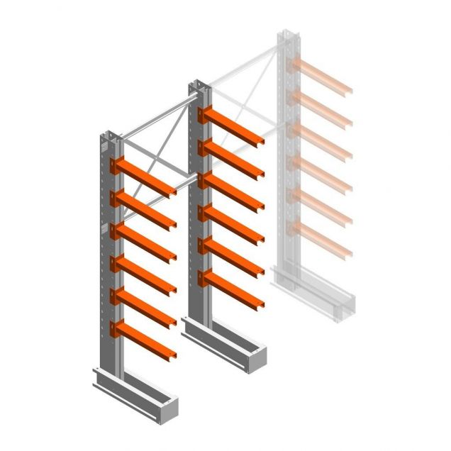 Medium Kragarmregal IT einseitig 2455x1000x600 mm (hxbxt) 6 Ebenen Anfangsregal