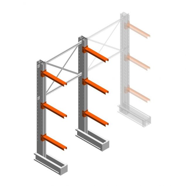 Medium Kragarmregal IT einseitig 2455x1200x600 mm (hxbxt) 3 Ebenen Anfangsregal