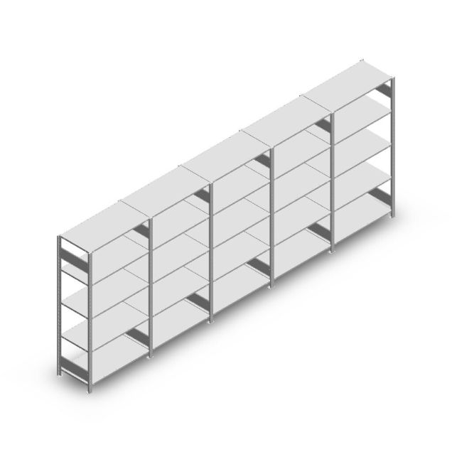 Vorteilsreihe Fachbodenregal Heavy Duty 2000x5000x500 mm (HxBxT) 5 Ebenen 150 kg