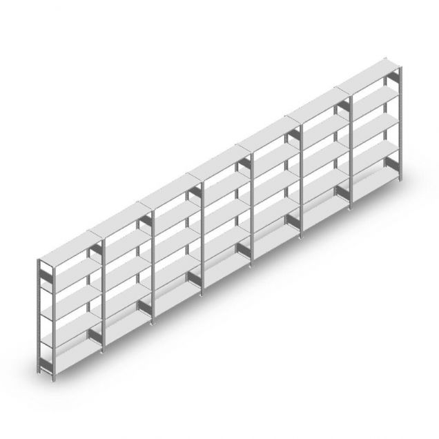 Vorteilsreihe Fachbodenregal Heavy Duty 2000x7000x300 mm (hxbxt) 5 Ebenen 150 kg