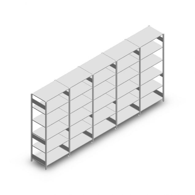 Vorteilsreihe Fachbodenregal Heavy Duty 2500x5000x600 mm (hxbxt) 6 Ebenen 150 kg