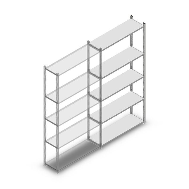 Fachbodenregal Medium Duty 2000x1000x300 mm (HxBxT) 5 Ebenen verzinkt Anbauregal