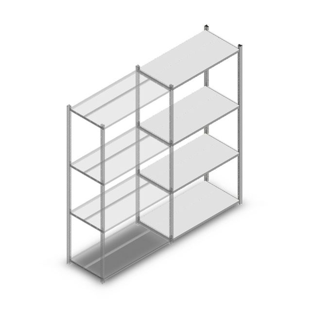 Fachbodenregal Medium Duty 2000x1000x500 mm (HxBxT) 4 Ebenen verzinkt Anbauregal