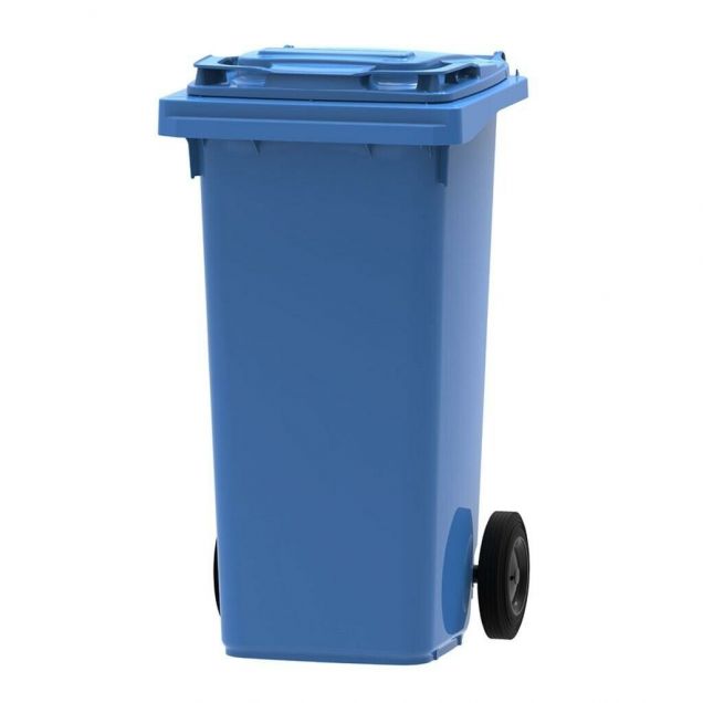 Abfallbehälter, mobiler Rollcontainer 120 Liter blau