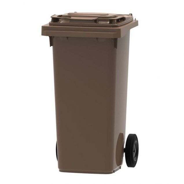 Abfallbehälter, mobiler Rollcontainer 120 Liter braun