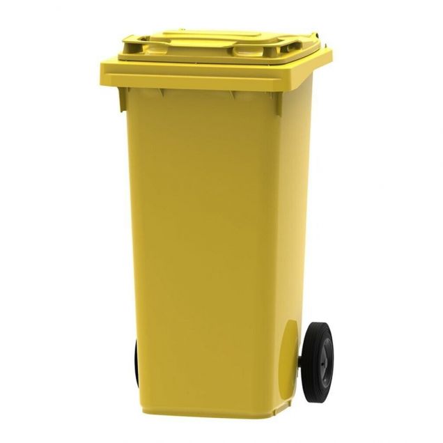 Abfallcontainer, mobiler Rollcontainer 120 Liter gelb