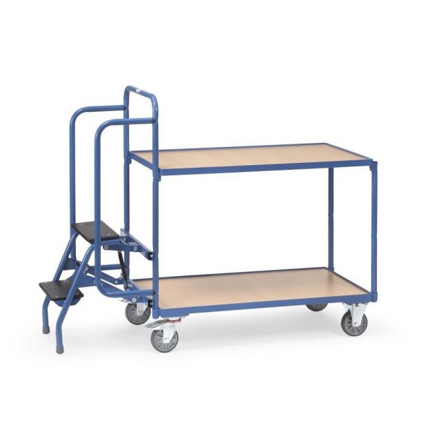 Kommissionierwagen mit 2 Ladeflächen und Treppe