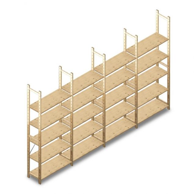 Vorteilsreihe Holzfachbodenregal BT Combi 2380x4030x370 mm (hxbxt) 5 Ebenen