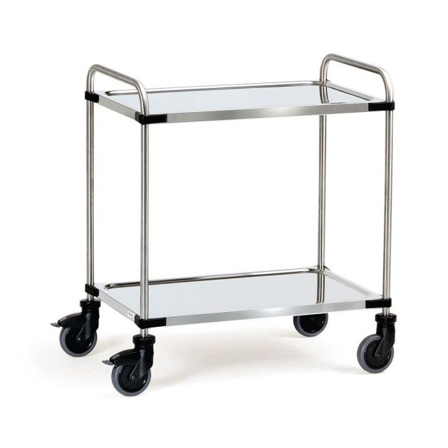 RVS-Wagen 120 kg mit 2 Ebenen und Schiebegriff 630x400