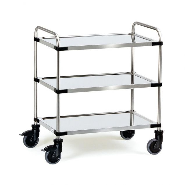 RVS Wagen 150 kg mit 3 Etagen und Schiebegriff 800x500