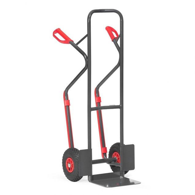 Stahl-Sackkarre 300 kg 1300 mm mit Luftreifen und Gleitschienen anthrazit