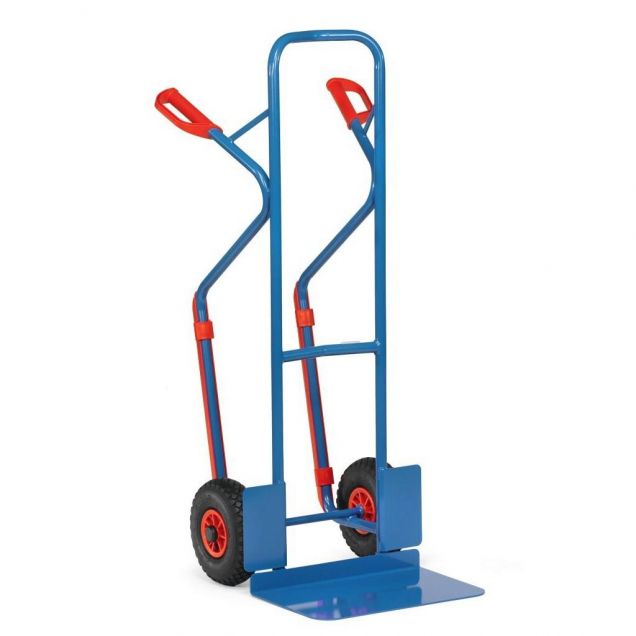 Stahlsackkarre 300 kg 1300 mm mit Luftreifen, extra große Schaufel und Gleitstreifen