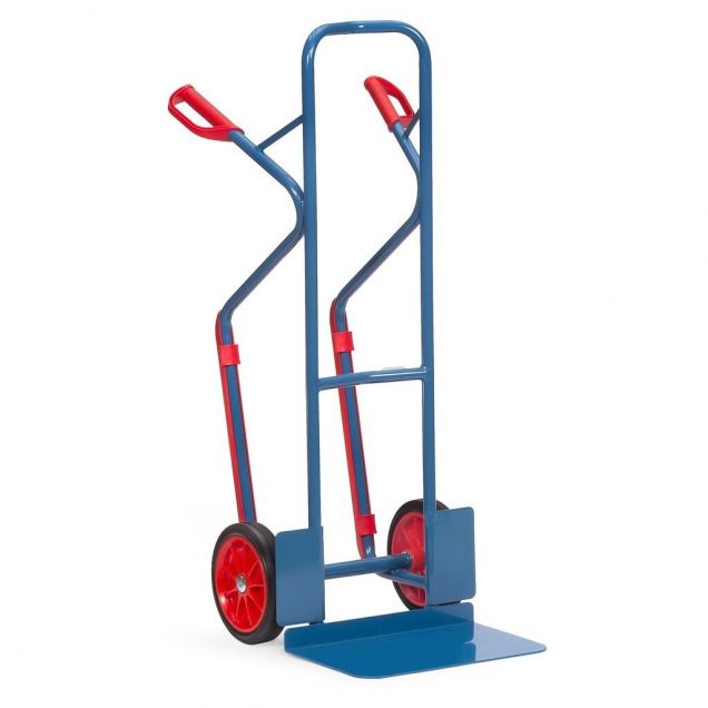 Stahlschrank Sackkarre 300 kg 1300 mm mit Gummireifen, extra große Schaufel und Gleitstreifen