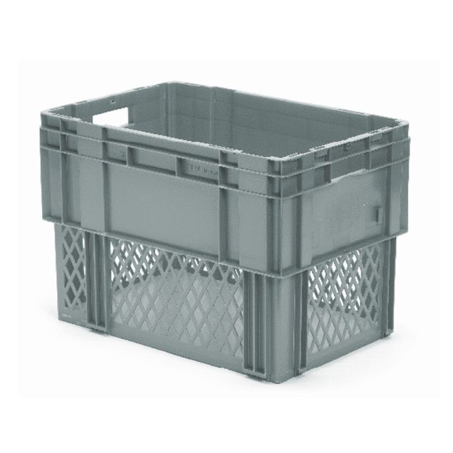 Stapelbare, nestbare Transportkiste DTK1 600x400x420 mm (lxbxh) grau