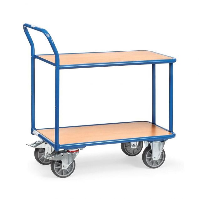 Tischwagen 400 kg mit 2 Holzetagen 1000x700